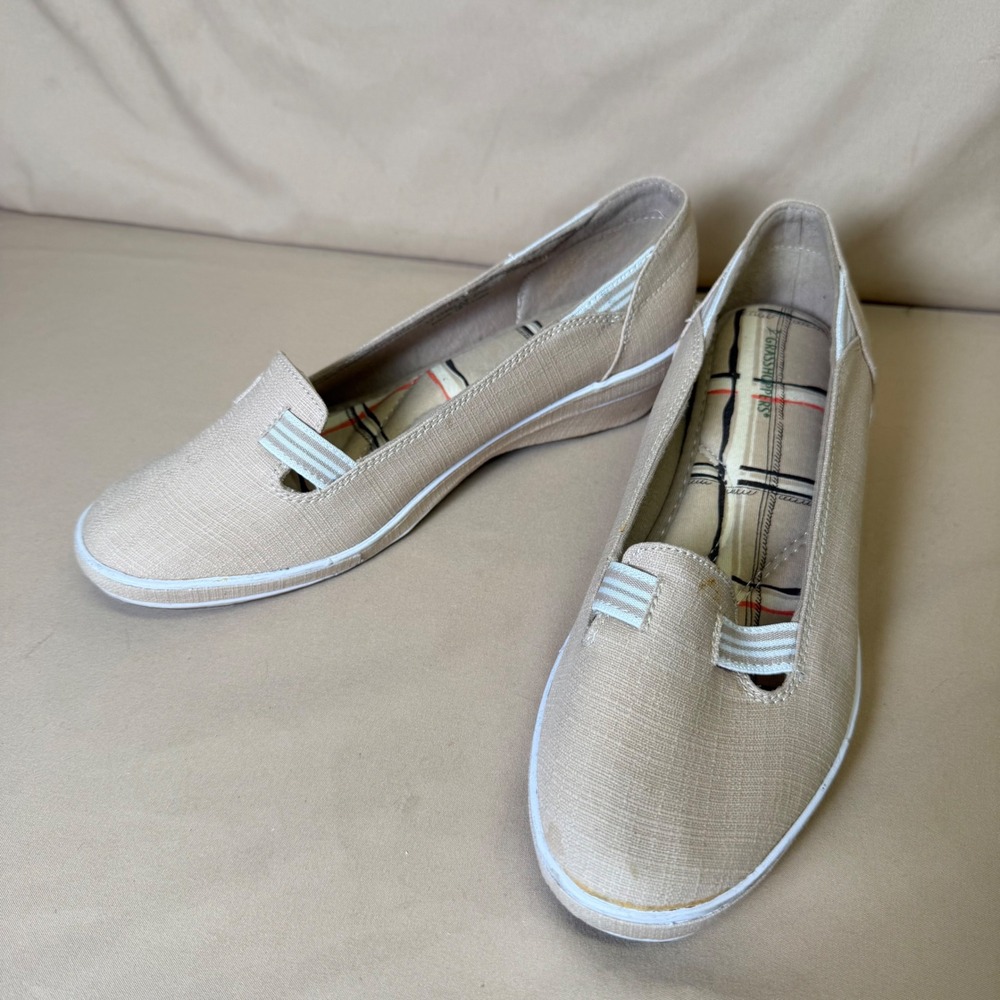 Grasshoppers Janey Tan Canvas Slip On Loafers Shoes Womens 7.5W EF33904